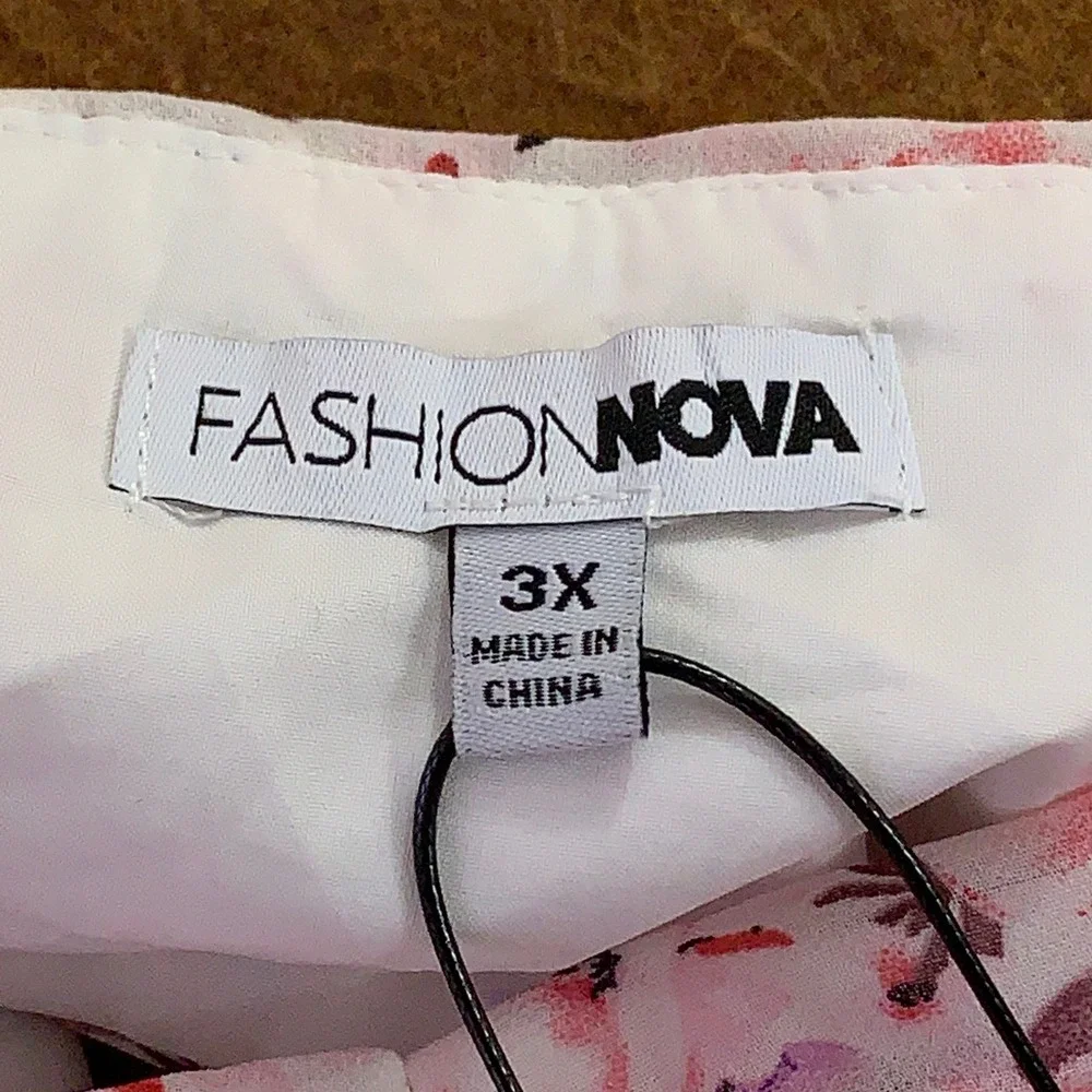 Fashion Nova Womens 3X Pink Shantel Chiffon Floral Maxi Dress NWT